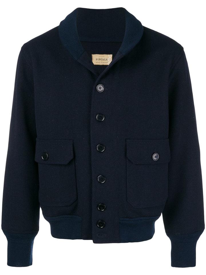 Fortela High Neck Bomber Jacket - Blue