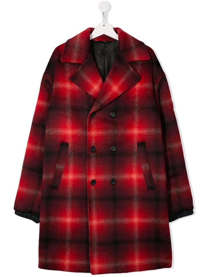 Nº21 Kids Check Patterned Textured Coat