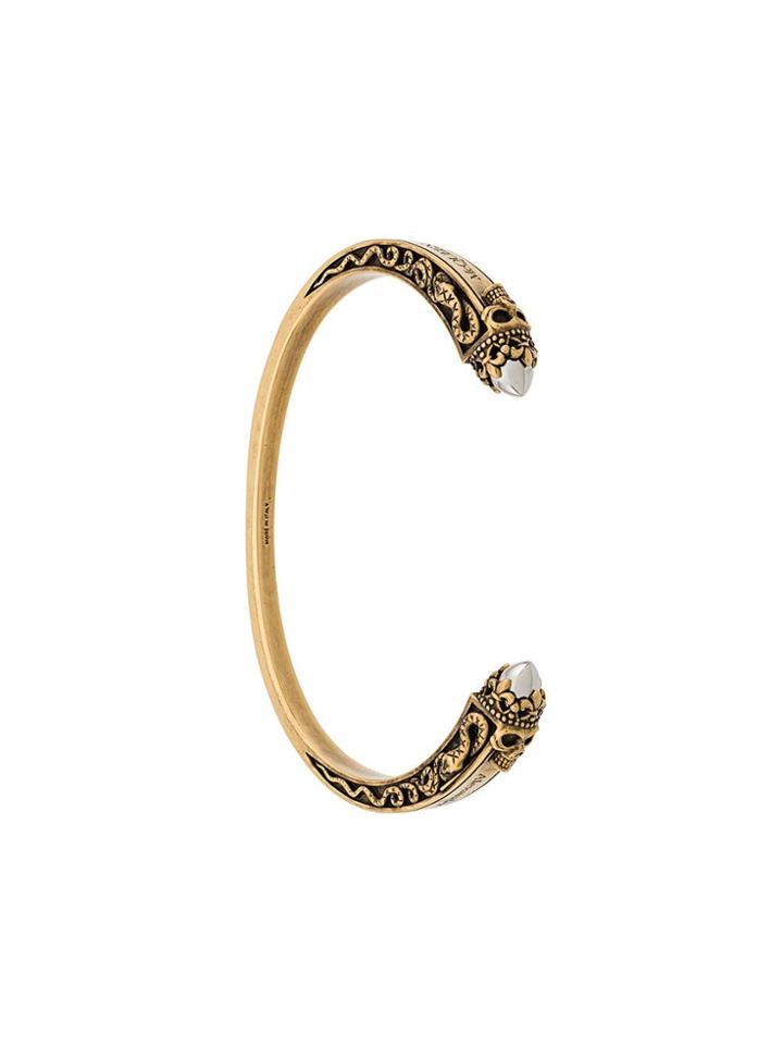 Alexander Mcqueen Engraved Skull Cuff Bracelet - Gold