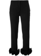 Victoria Victoria Beckham Floral Appliqué Trousers, Women's, Size: 12, Black, Silk/polyester/spandex/elastane/wool
