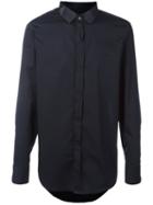 Emporio Armani Concealed Fastening Shirt, Men's, Size: Large, Blue, Cotton/spandex/elastane