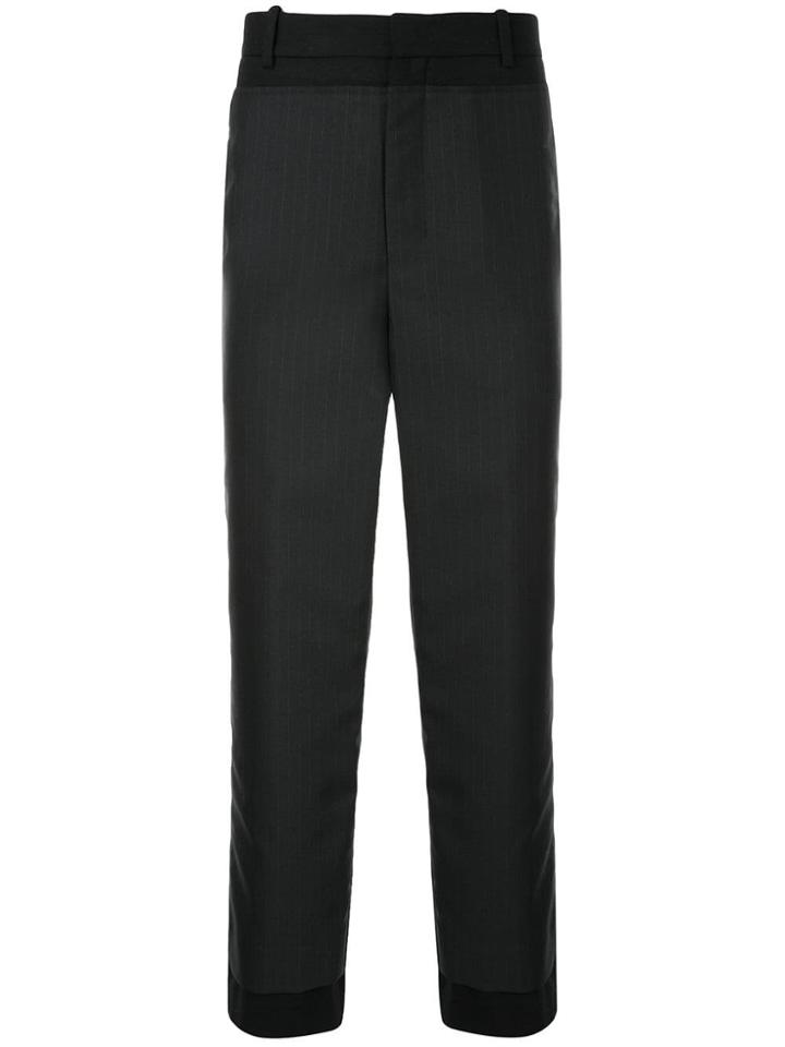 Wooyoungmi Cropped Pinstripe Trousers - Blue