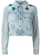 Givenchy Star Print Bleached Denim Jacket, Women's, Size: 42, Blue, Cotton