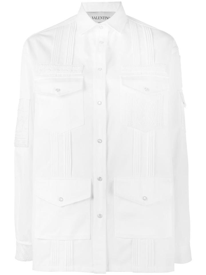 Valentino - Embroidered Denim Jacket - Women - Cotton - 42, White, Cotton
