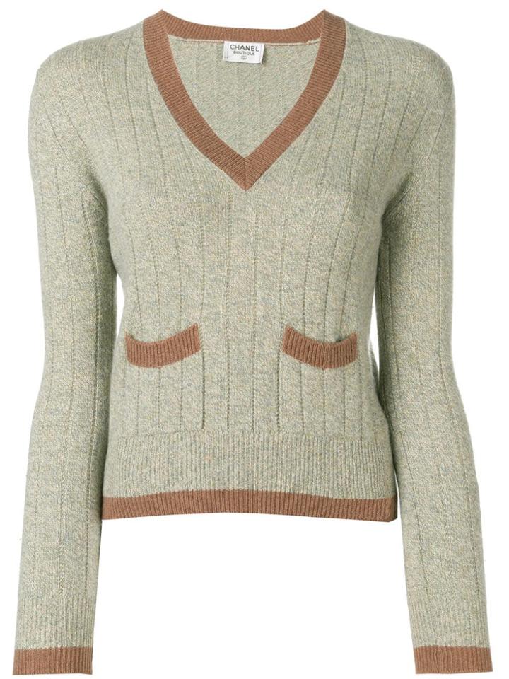 Chanel Vintage 1997's V-neck Jumper - Neutrals