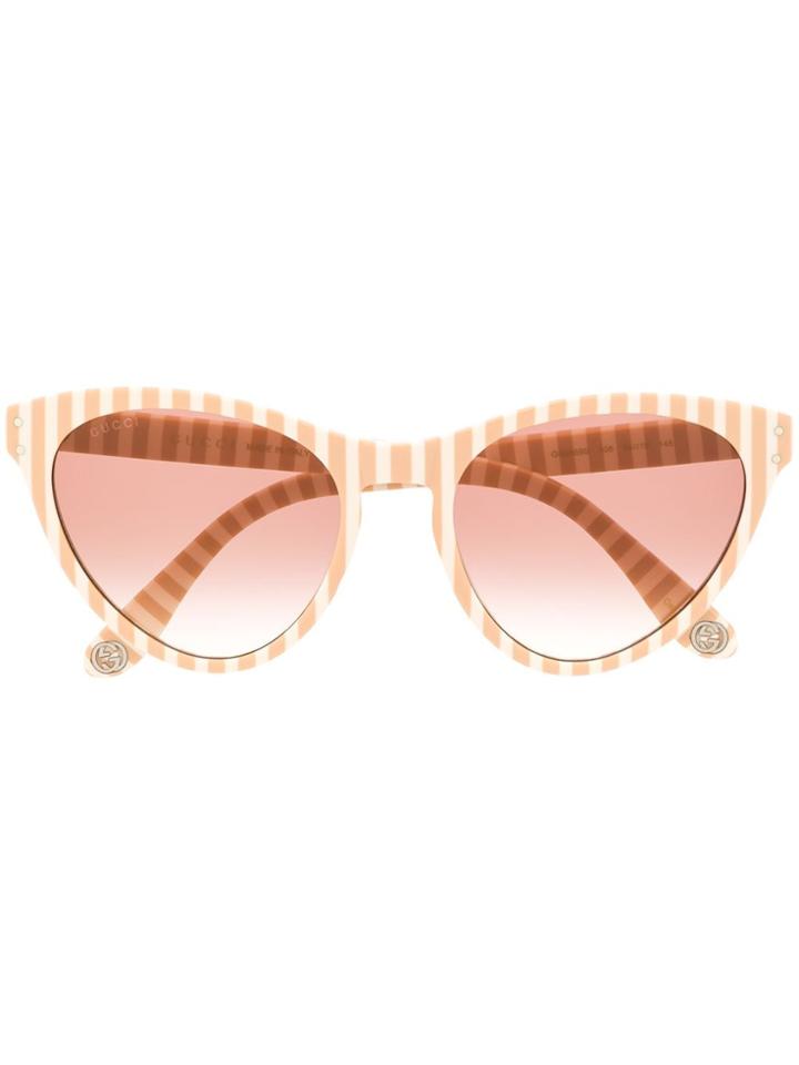 Gucci Eyewear Cat-eye Striped Sunglasses - Neutrals