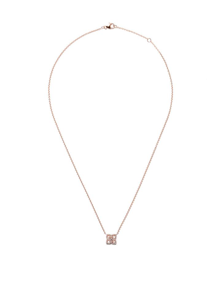 De Beers 18kt Rose Gold Enchanted Lotus Diamond Pendant Necklace -