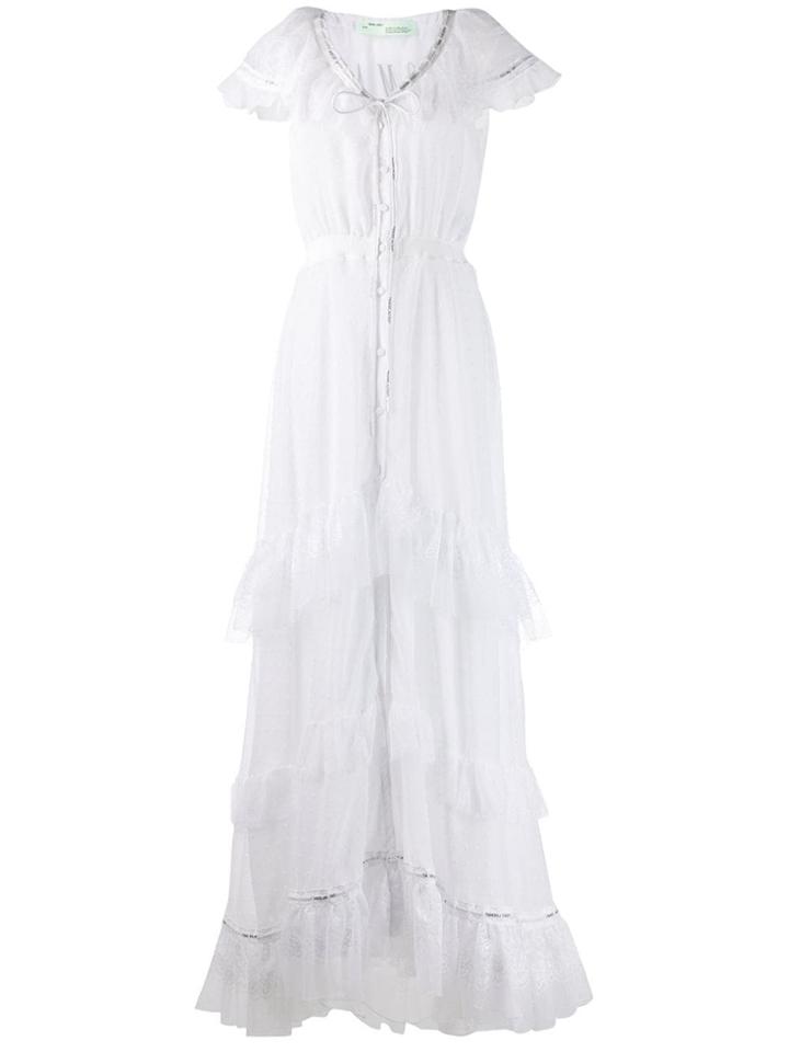 Off-white Rear Printed Lace Maxi Dress