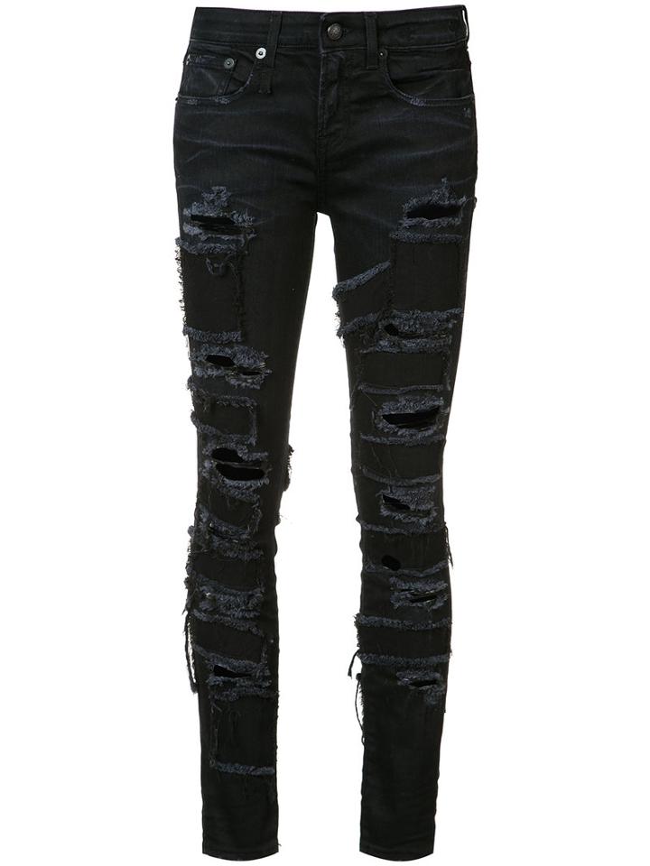 R13 Alison Patch Skinny Jeans, Women's, Size: 27, Black, Cotton/elastodiene