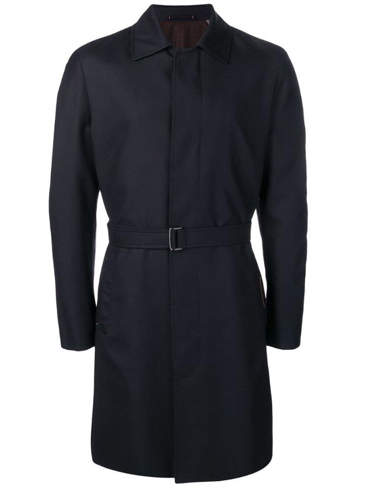 Ermenegildo Zegna Xxx Concealed Fastening Belted Coat - Blue