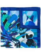 Etro Tiger Floral Print Scarf, Men's, Blue, Silk
