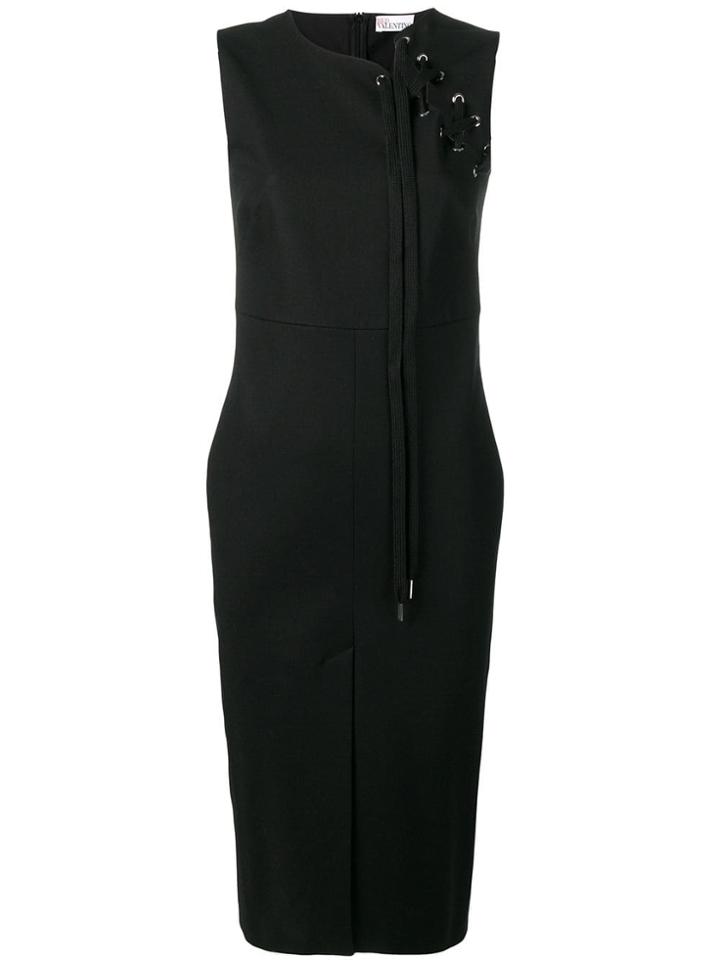 Red Valentino Lace-up Detail Midi Dress - Black