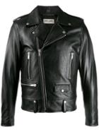 Saint Laurent Studded Slogan Biker Jacket - Black