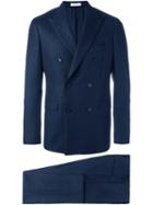 Boglioli Embroidered Formal Suit, Men's, Size: 48, Blue, Acetate/cupro/wool