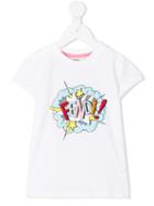 Fendi Kids Exploding Logo Print T-shirt, Girl's, Size: 12 Yrs, White