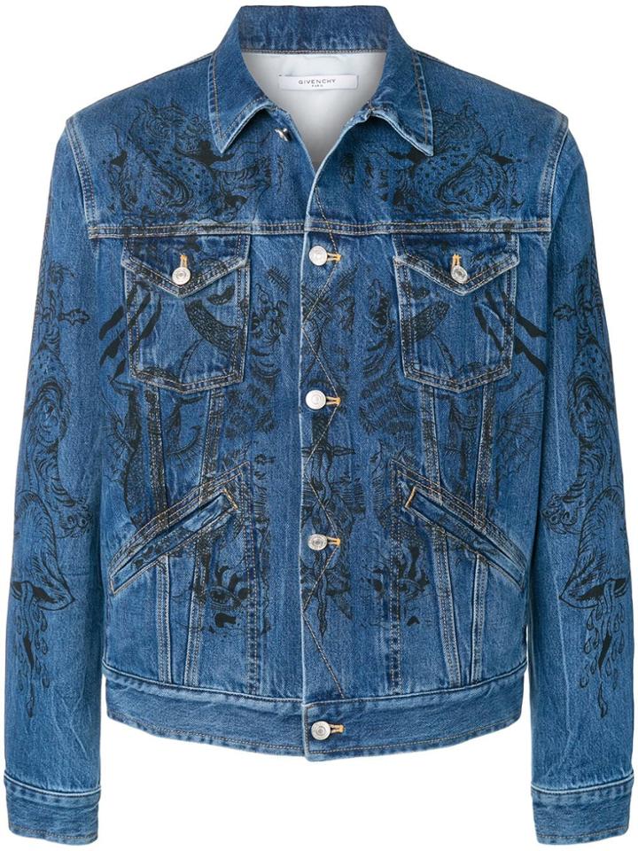 Givenchy Printed Denim Jacket - Blue