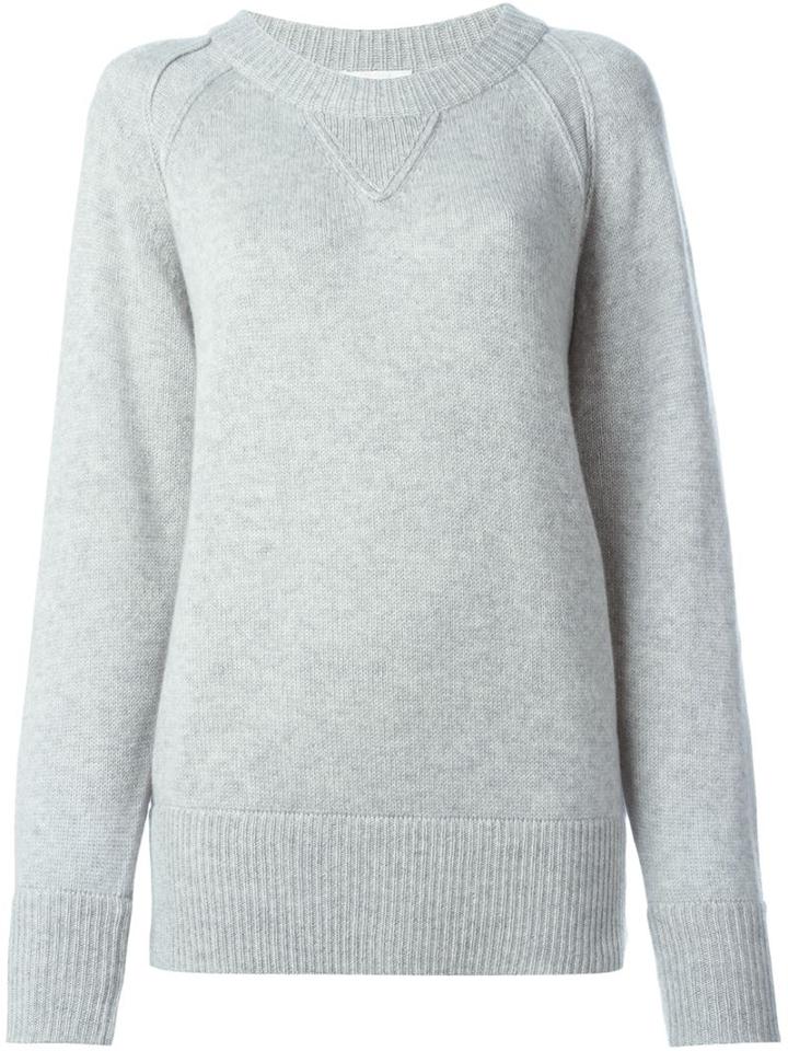 Chloé Crew Neck Sweater, Women's, Size: Medium, Grey, Cashmere