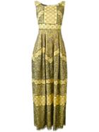 Talbot Runhof - Patterned Maxi Shift Dress - Women - Cotton/polyamide/polyester/viscose - 34, Yellow/orange, Cotton/polyamide/polyester/viscose