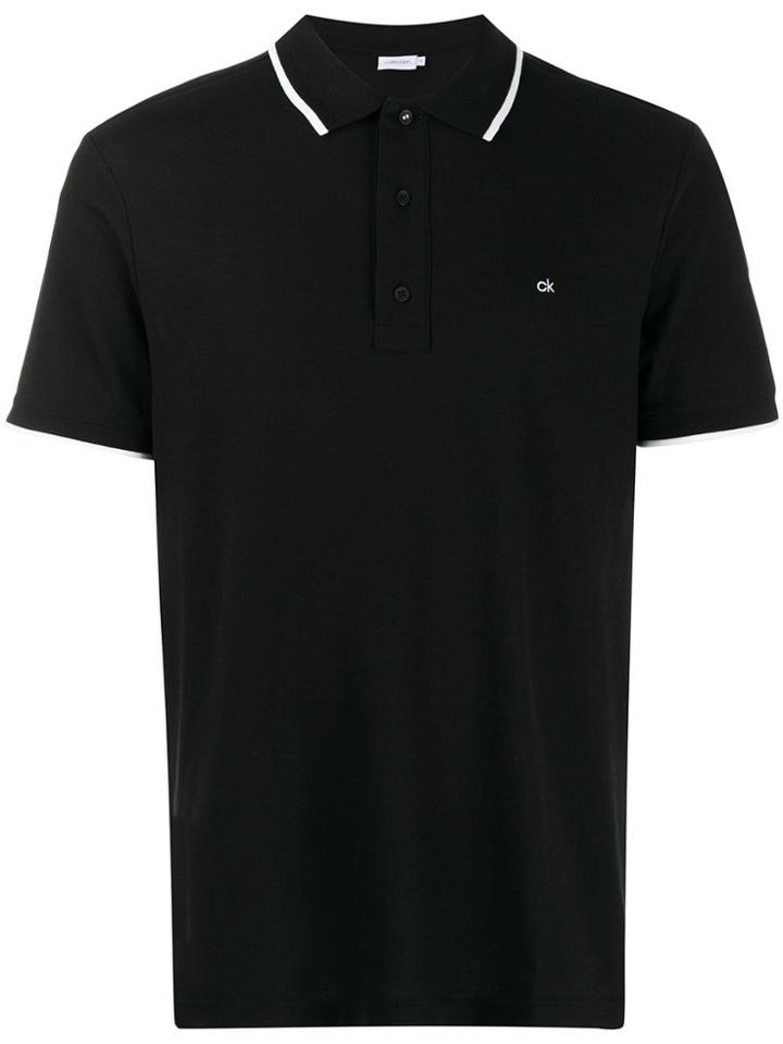 Calvin Klein Contrast Logo Polo Shirt - Black