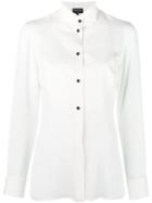 Giorgio Armani Bib Blouse, Women's, Size: 42, White, Silk