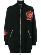 Alexander Mcqueen Rose Tapestry Oversized Knitted Bomber Jacket -