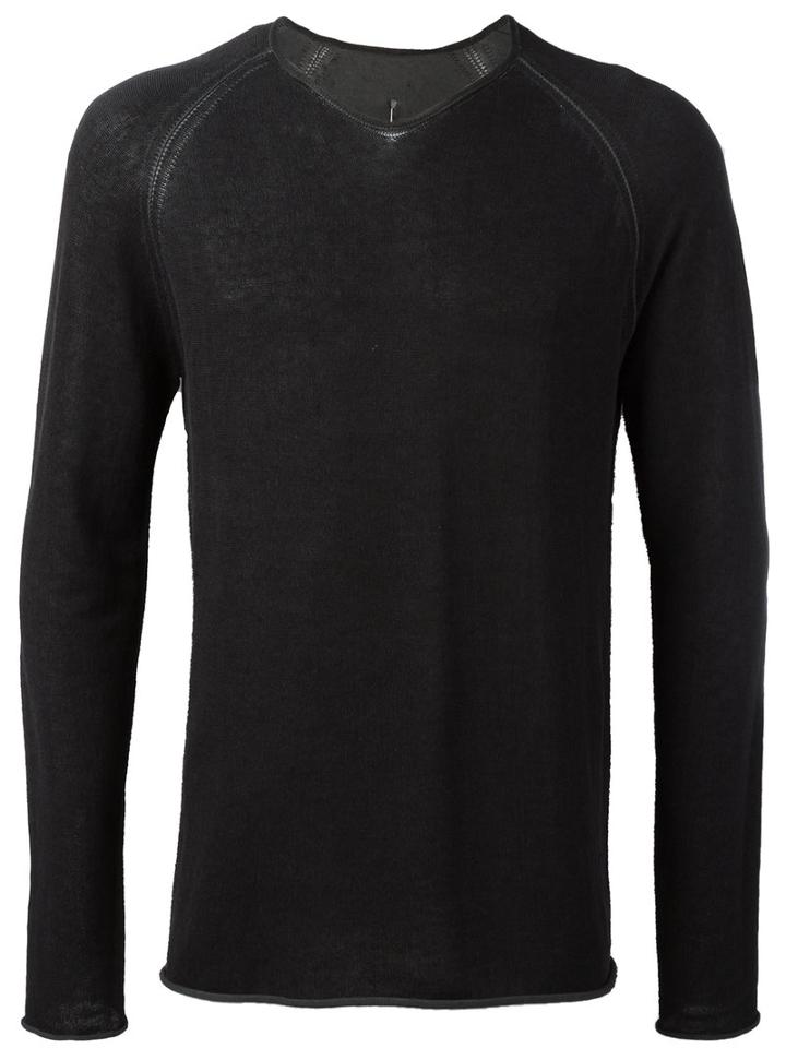 Label Under Construction Crew Neck Jumper, Men's, Size: 52, Black, Cotton/linen/flax