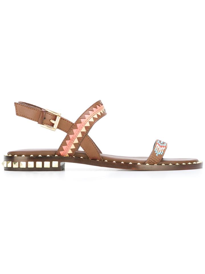 Ash Studded Trim Sandals - Brown