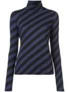 Proenza Schouler Pswl Diagonal Stripe Turtleneck - Black