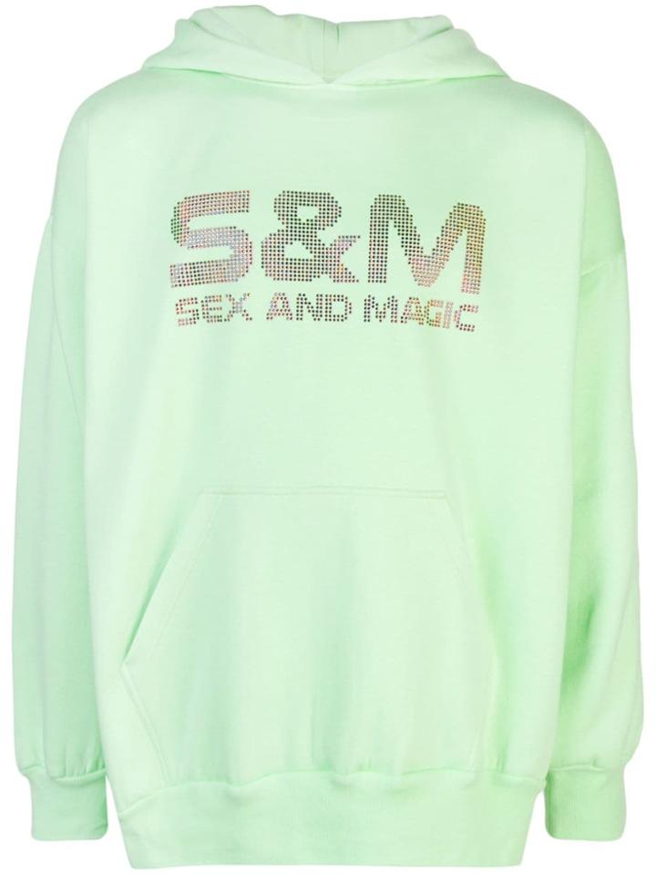 Ashish S & M Rhinestone Hoodie - Green