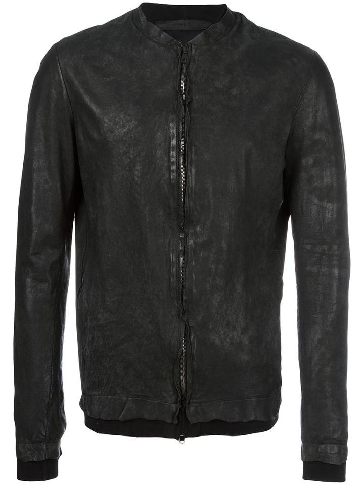 Salvatore Santoro Distressed Leather Jacket, Men's, Size: 56, Black, Leather/cotton