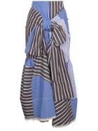 Marni Multi Striped Tie Front Skirt - Blue