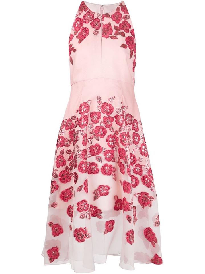 Lela Rose Floral Cloque Flared Dress