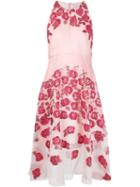 Lela Rose Floral Cloque Flared Dress