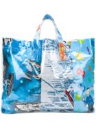 Comme Des Garçons Shirt Printed Shopping Bag. - Blue