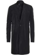 Rick Owens Long Tailored Coat, Men's, Size: 52, Black, Silk/polyester