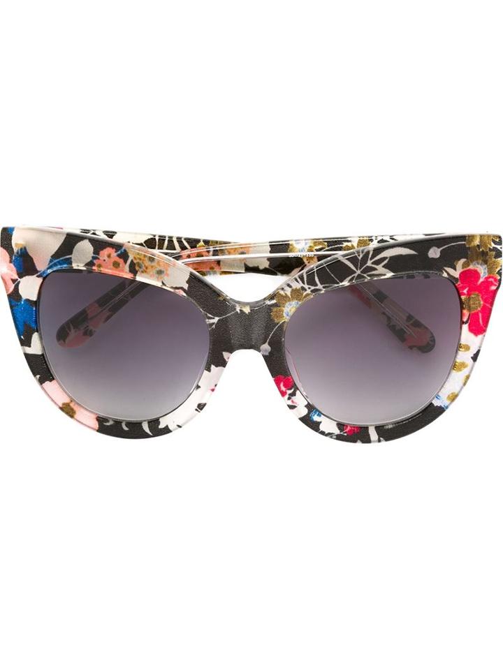 Linda Farrow Gallery Floral Cat Eye Sunglasses, Women's, Grey, Plastic