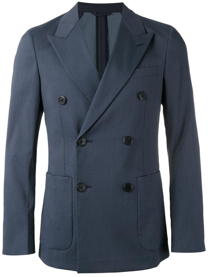 Prada Double Breasted Blazer, Men's, Size: 48, Blue, Cotton/polyamide/spandex/elastane/cupro