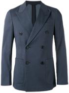 Prada Double Breasted Blazer, Men's, Size: 48, Blue, Cotton/polyamide/spandex/elastane/cupro