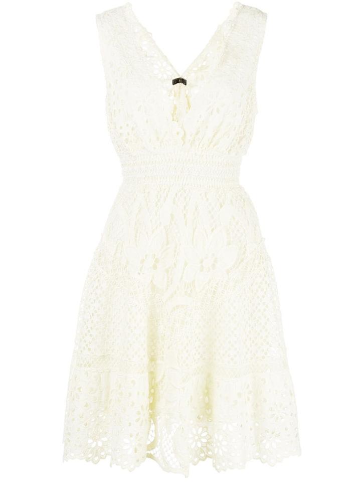 Temptation Positano Sleeveless V-neck Crochet Massa Dress - Yellow