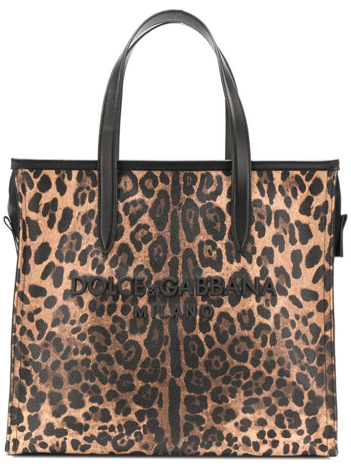 Dolce & Gabbana Leopard Print Shopper Tote - Black