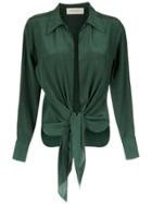 Adriana Degreas Front Tie Silk Shirt - Green
