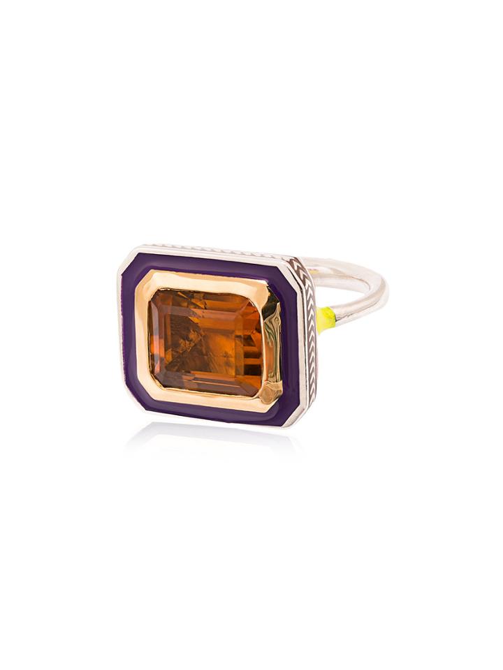 Alice Cicolini Emerald Cut Citrine Ring - Multicolour