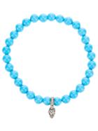 Loree Rodkin Turqoise Beaded Diamond Skull Charm Bracelet - Blue