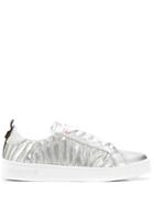Roberto Cavalli Metallic Tiger Sneakers - Silver