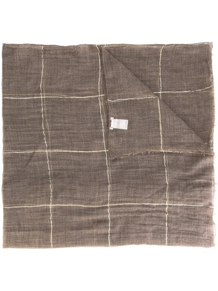 Brunello Cucinelli Grid Check Scarf, Women's, Brown, Cashmere