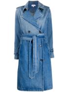 Frame Double Breasted Denim Midi Coat - Blue