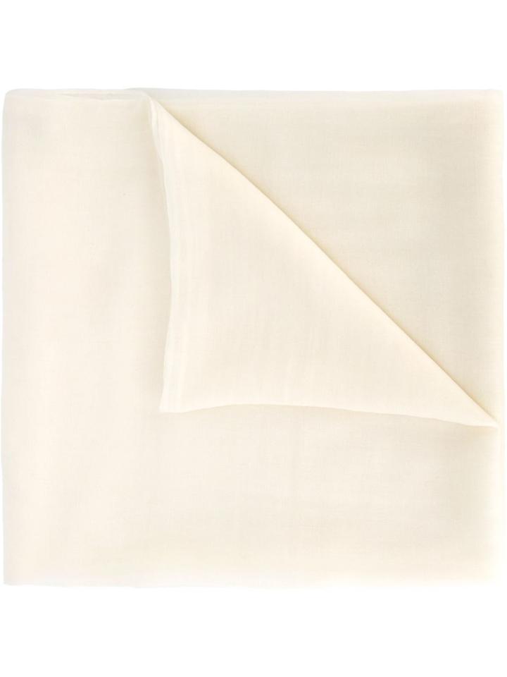 Salvatore Ferragamo Embroidered Logo Scarf - Nude & Neutrals