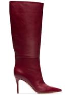Gianvito Rossi Burgundy Suzan 85 Leather Slouch Boots - Red