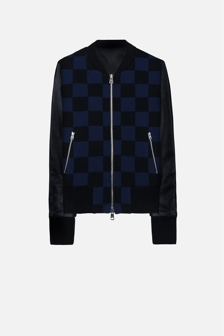 Ami Alexandre Mattiussi Leather Sleeve Teddy Jacket