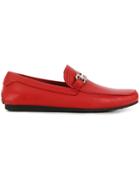 Salvatore Ferragamo Engraved Buckle Loafers - Red